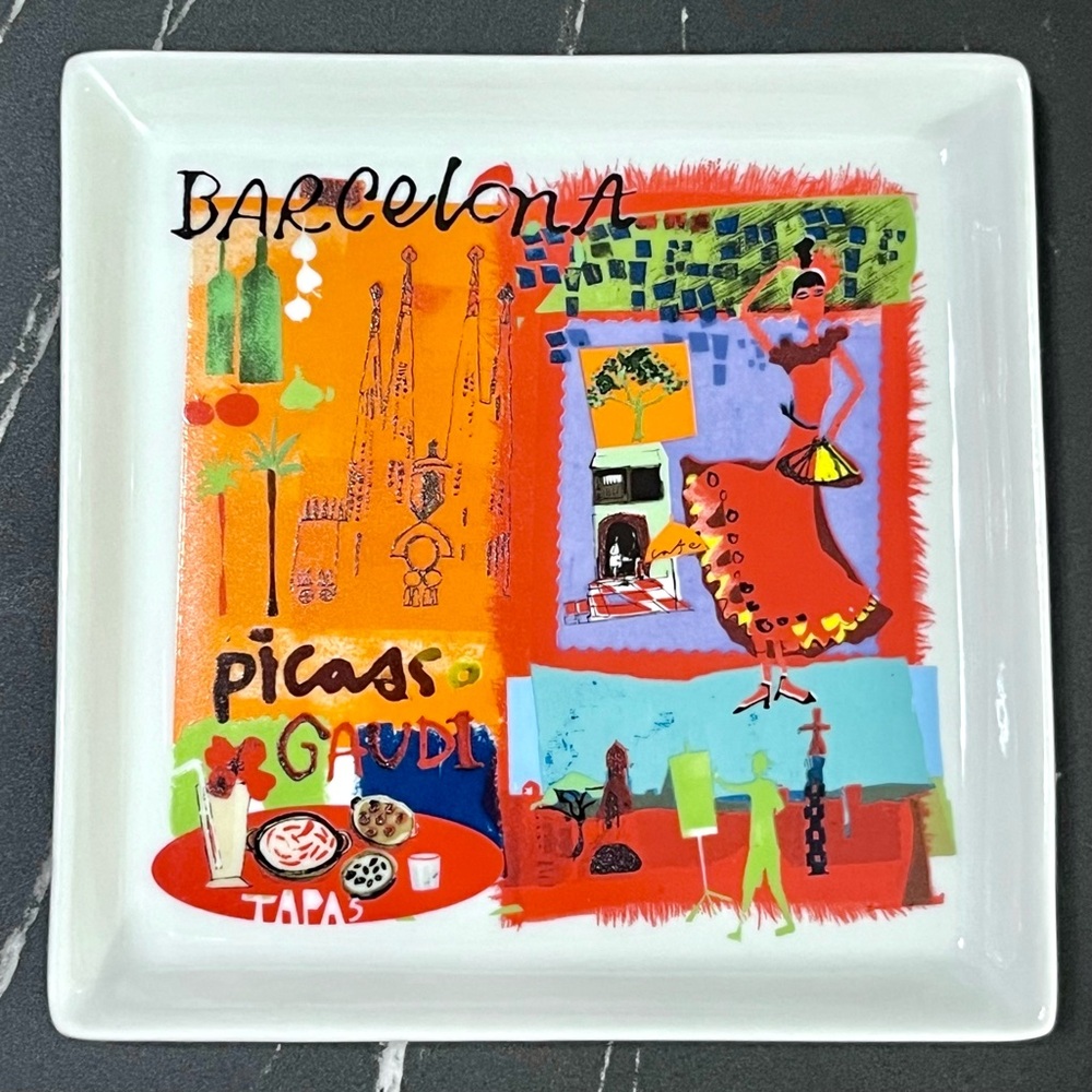 6 Crate & Barrel Road Trip City Scenes Appetizer Plates Global Cities 6” White - Picture 2 of 12